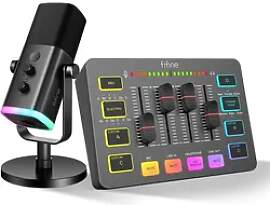 FIFINE Mischpult Gaming Audio Mixer, Streaming RGB 