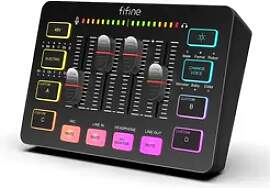 FIFINE Mischpult Gaming Audio Mixer, Streaming RGB 
