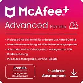 McAfee+ Advanced Family, 6 User, unbegrenzte