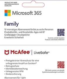 Microsoft 365 Family & McAfee LiveSafe Bundle, 