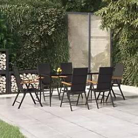 vidaXL 7-tlg. Garten-Essgruppe Schwarz und Braun