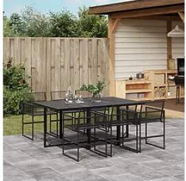vidaXL Essgruppe, 7-tlg. Garten-Essgruppe Schwarz